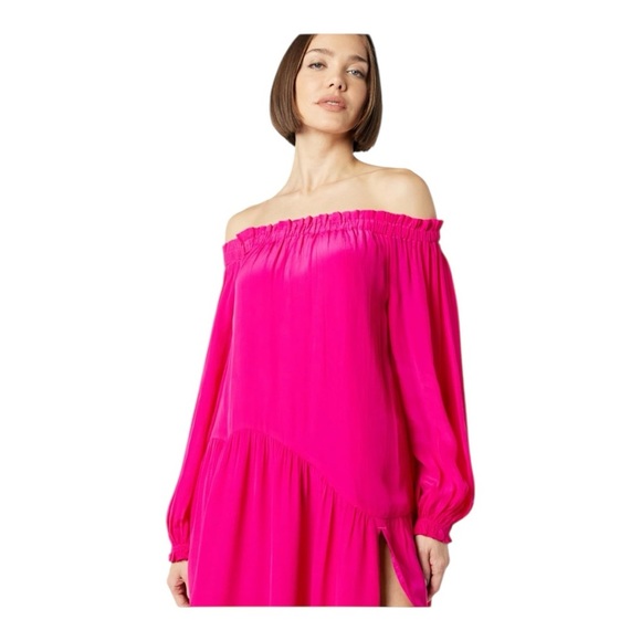 The Drop Off Shoulder Strapless Tiered Maxi Dress Beetroot Size 2X NWT - Picture 3 of 16